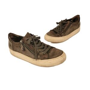 Paul Green Toby Women’s Size 6 Brown Suede Low Top Zip Sneakers Casual Shoes